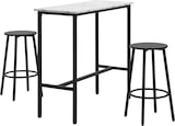 thumbnail of Bartisch Set mit 2 Barhockern Weiß 100x40x90 cm, Tischplatte in Marmoroptik, Stahlrahmen pulverbeschichtet, verstellbare Füße