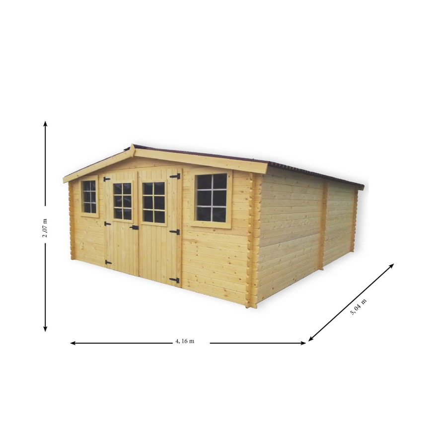 HABRITA abri madriers massifs 18.27 m² bois naturel ba4050.02n