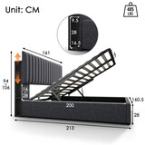 thumbnail of Merax Polsterbett Stauraum Doppelbett LED App-Control Bett mit aufladen USB Type C, Verstellbares Kopfteil ,160x200cm, Grau