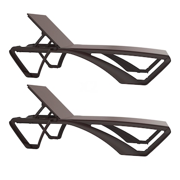 Resol MARINA CLUB Set 2 Tumbona Exterior Estructura Wengue - Textilene Chocolate