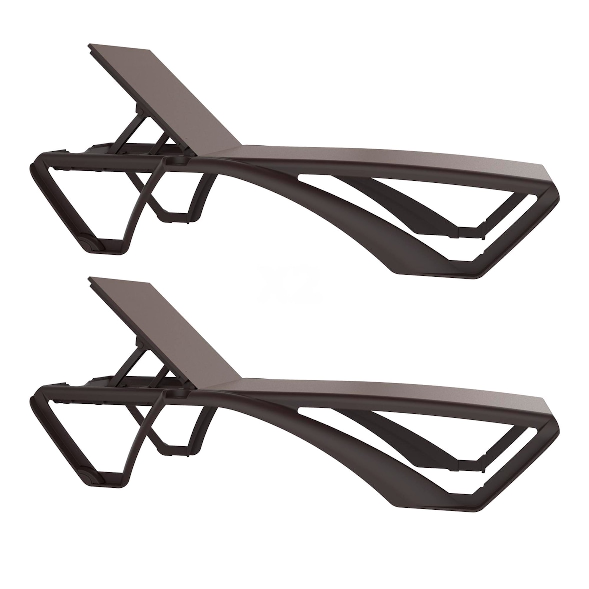 Resol MARINA CLUB Set 2 Tumbona Exterior Estructura Wengue - Textilene Chocolate