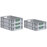 thumbnail of PROREGAL SparSet 10x Eurobox NextGen Color, HxBxT 12x40x60cm, 23 Liter, Griffe grün offen, Grau, Eurobehälter, Box, Transportbehälter