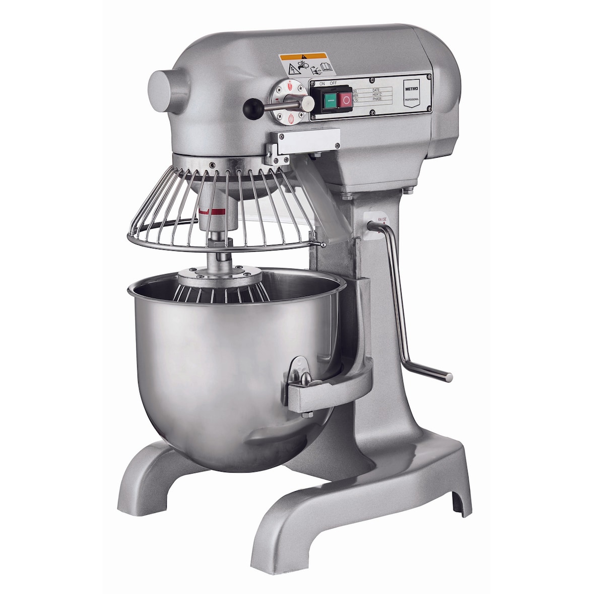 METRO PROFESSIONAL Batteur-mélangeur planétaire GPM1010, fonte d'aluminium / acier inoxydable, 46 x 39 x 61 cm, 10 L, 3 vitesses, 550W-230V, argenté