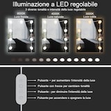 thumbnail of Toeletta Tavolino Trucco Tavolo Con 9 Luci LED Luminosità E Tonalità Regolabili Specchio 2 Cassetti 7 Vani A Giorno Mensole 40 x 90 x 144.7 Cm Bianco