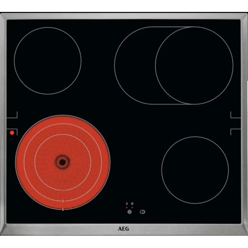 AEG HE604070XB Glaskeramik-Kochfeld 60 cm – Zweikreis- und Bräterzone, OptiFit Frame
