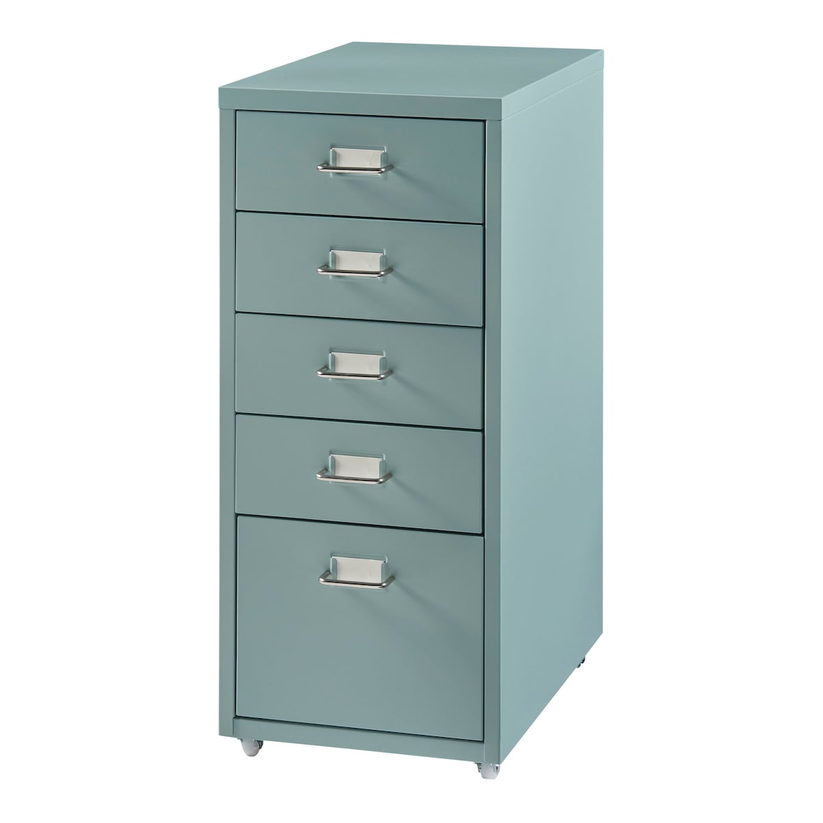 Helloshop26 - Caisson de bureau armoire meuble de rangement à roulettes avec 5 tiroirs 69 x 28 x 41 cm vert menthe 03_0009108