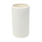 thumbnail of B&S Vase Blumenvase Dekovase Tischvase Rillen Weiß glänzend H 18,5 cm