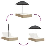 thumbnail of vidaXL Ligbed 2-persoons met kussens en parasol poly rattan beige