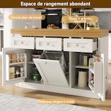 thumbnail of Bartische MDF Weiß 120-200x40x76 cm ausziehbar mit Schublade, Türfach und herausziehbarem Abfallbereich
