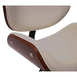 thumbnail of Bürostuhl | HxBxT 90x57x57 cm | Sitzhöhe 43cm | Bugholz Walnuss-Optik Retro drehbar höhenverstellbar MVG | Creme | Drehstuhl Schreibtischstuhl