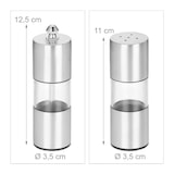 thumbnail of Relaxdays Gewürzstreuer, Gewürzmühle, 2er Set, Edelstahl Ständer, Salz & Pfeffer, Pfeffermühle Keramikmahlwerk, silber