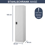thumbnail of Aktenschrank abschließbar KADO - 5 Ebenen, Flügeltüren | Metallschrank Werkstatt Büroschrank aus Stahl Werkzeugschrank, 185x45x40cm Grau