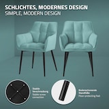 thumbnail of ML-Design – Esszimmerstühle 6er Set – Petrol Frotteestoff | dick gepolstert, Armlehnen, Metallbeine, ergonomischer Loungesessel