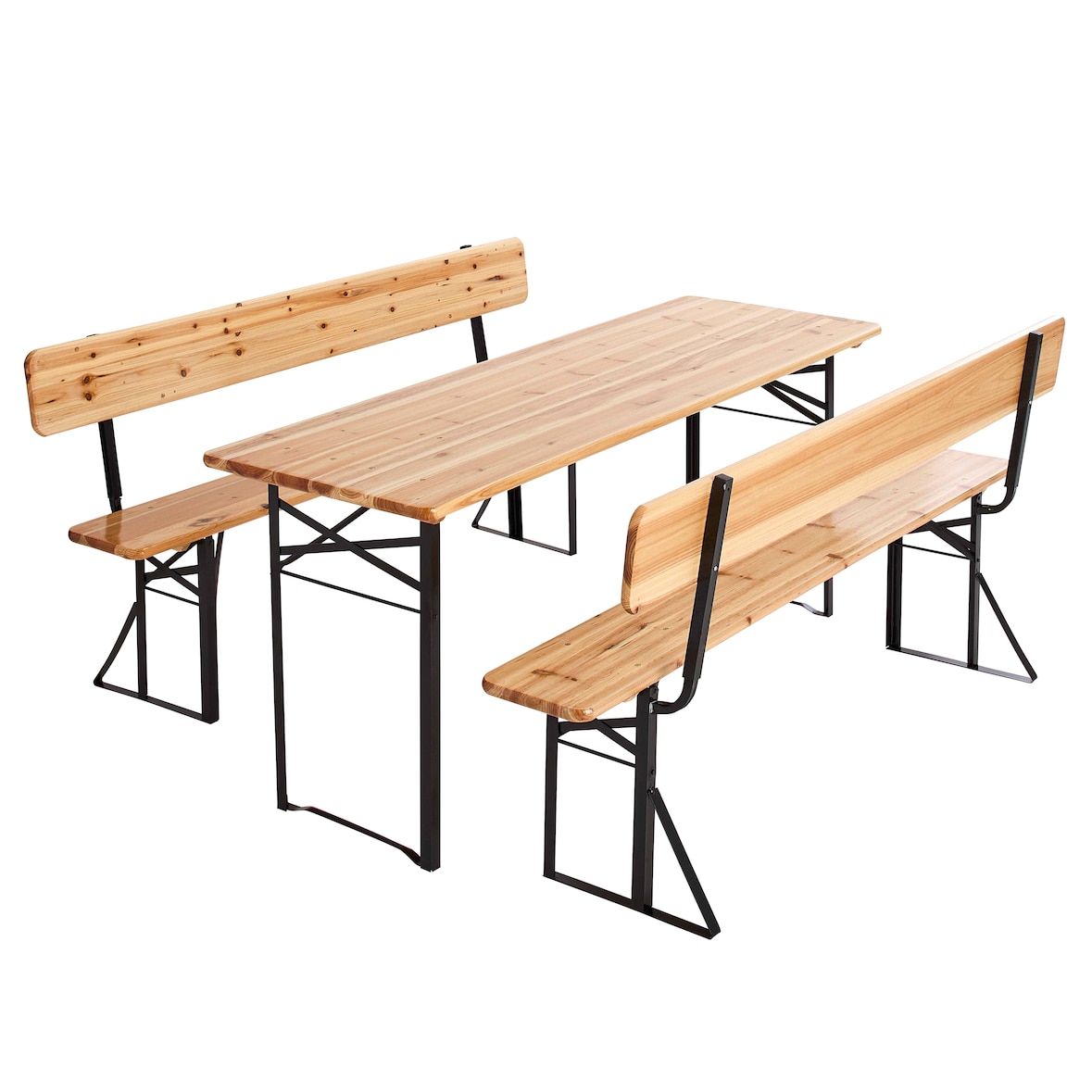 Biergarten-set met tafel 180 cm en banken met rugleuning Oviala