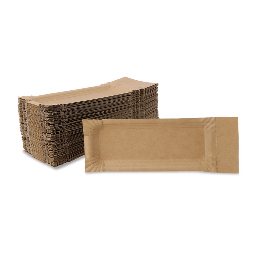 greenbox - Pappteller mit Abriss 8 x 18 + 3 cm, braun, rechteckig, 1000 St.