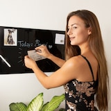 thumbnail of Relaxdays Magnettafel, beschreibbar, inkl. 3 Magnete & Stift, abwischbar, rahmenlos, Magnetboard Glas, 60x40 cm, schwarz