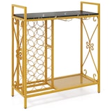 thumbnail of Helloshop26 - Wijnrek 93 x 38 x 102 cm met 21 flessen en functionele glashouder rustieke stijl bruin bewerkt hout en metaal 20_0011054