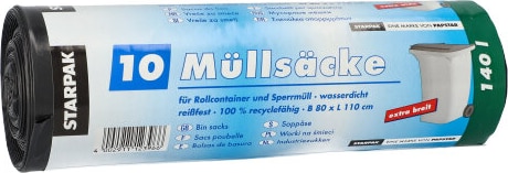 Starpak 90 Müllsäcke, LDPE 140 l 110 cm x 80 cm schwarz