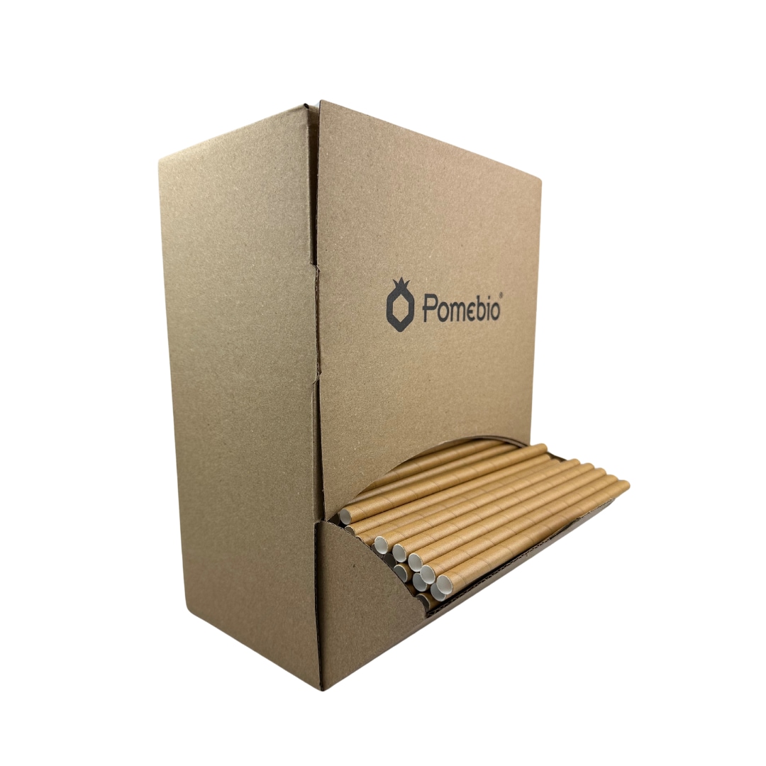 Pomebio Papieren Rietjes - Kraft - 8x195 mm - Dispenserbox 500 stuks