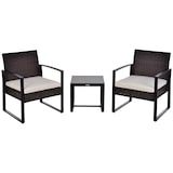 thumbnail of Outsunny Conjunto de Muebles de Ratán 3 Piezas Set de Comedor con 1 Mesa 42,5x40x39 cm 2 Sillones 63x57x76 cm y Cojines Acolchados para Patio Jardín
