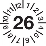 thumbnail of Jahresprüfplaketten ab 26, Jahresfarben, Dokumentenfolie, Ø 10 - 30 mm - Bogen = 10 Plaketten - 30 mm Dokumentenfolie selbstklebend