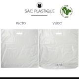 thumbnail of Weiße Plastiktasche mit ausgeschnittenen Griffen aus recyceltem LDPE 60 x 60 + 5 cm je 400 - Gimex