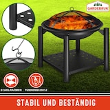 thumbnail of GARDEBRUK® Feuerschale mit Funkenschutz Schürhaken Abdeckung 55cm Stahl Feuerstelle Feuerkorb Terrassenofen Grill Garten