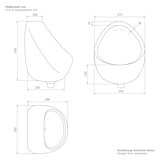 thumbnail of ECD Germany Urinal Weiß 35×46×30 cm Zulauf hinten – Keramik Pissoir oval, spülrandlos, moderner Stil, senkrechter Ablauf