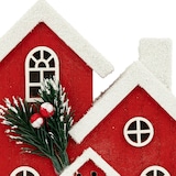 thumbnail of Déco Lumineuse Maison enneigée en bois rouge 6 LED Blanc chaud H 16 cm