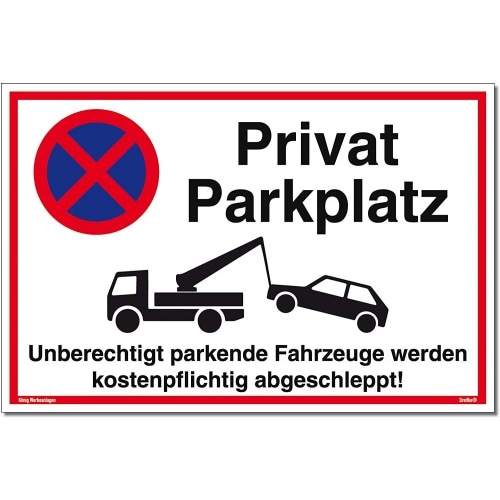 Schild Privatparkplatz weiß | stabiles Alu-Schild mit UV-Schutz 30 x 20 cm