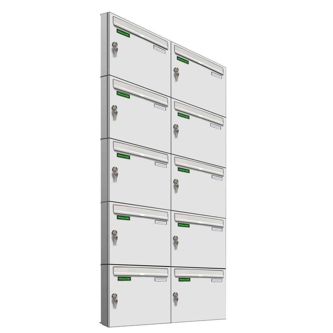 AL Briefkastensysteme 10 x Basic Wand Briefkasten RAL Farbe 9016 Verkehrs Weiss für Post A4, wetterfest, Artikelnummer: 431P10EA2P9016