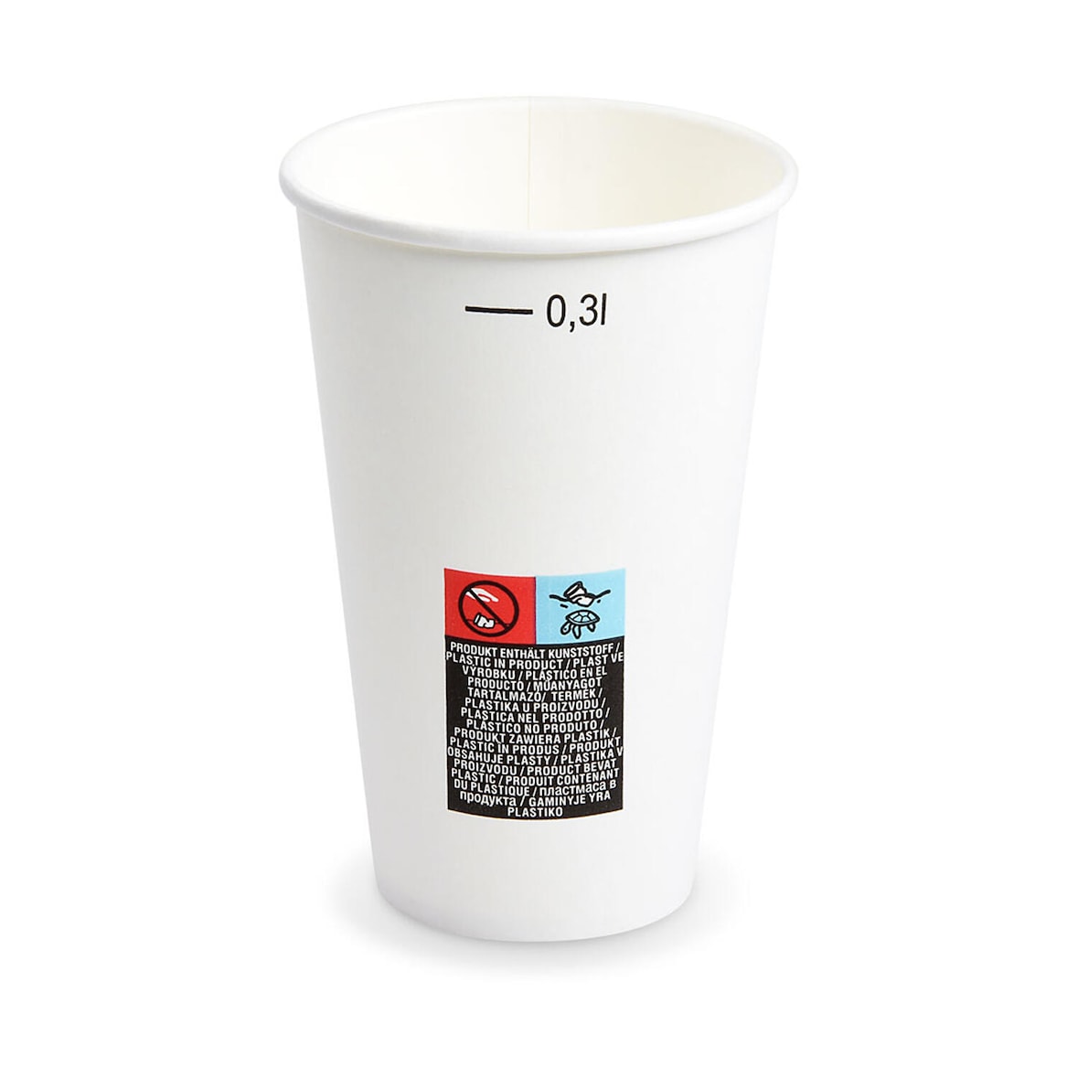 250x Heiß- und Kaltgetränkebecher Pappbecher FSC Mix/PE weiß 300ml Eichstrich  O 80mm