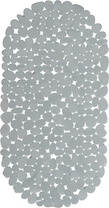 Graue Duschmatte mit Kieselsteinmuster.