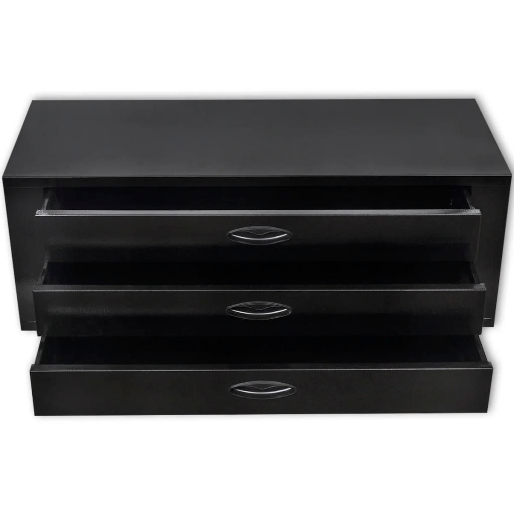 Helloshop26 - Zwarte metalen gereedschapskist met 3 laden voor werkplaatsgereedschap 85 cm zwart 02_0003239