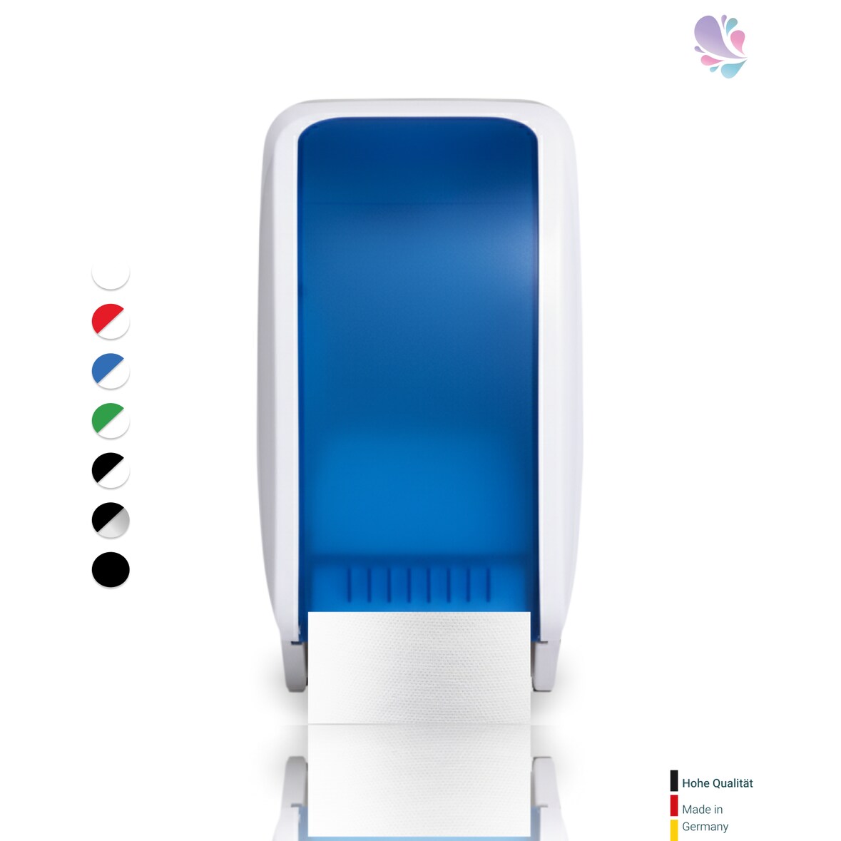 Toilettenpapierspender Doppelrollen, Blanc Cosmos, unschlagbar ergiebig, abschließbar, autom. Rollenwechsel, Restrollenfunktion