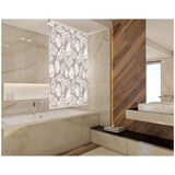 thumbnail of Halb-Kassetten Duschrollo Duschvorhang PEVA Havanna Braun Beige Weiss Blätter 180x240 cm