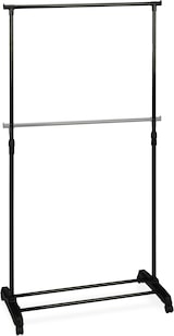 thumbnail of Relaxdays Fahrbarer Kleiderständer, stabile Rollgarderobe mit Ablage, Eisen, höhenverstellbar 102,5 - 180,5 cm, schwarz