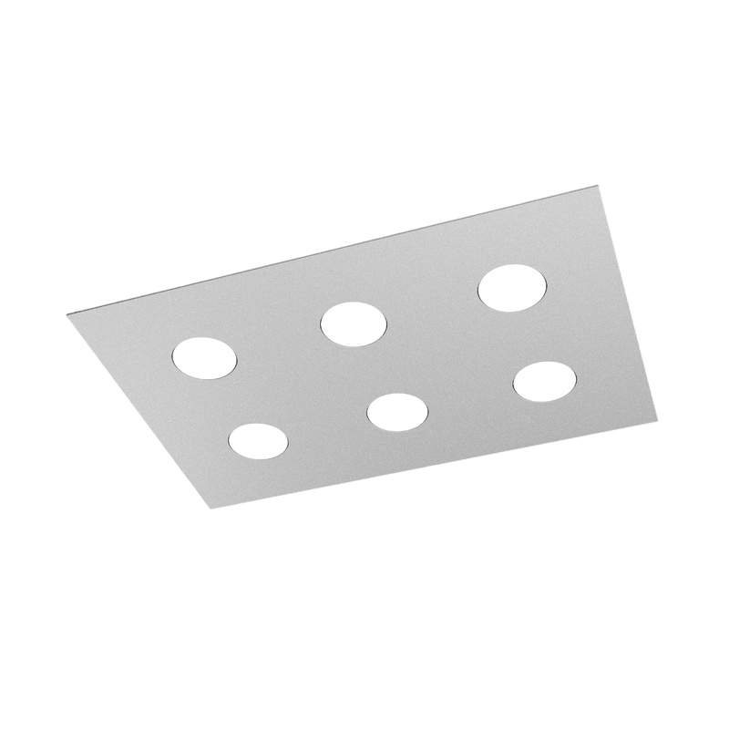 Toplight Plafoniera da soffitto rettangolare 6 luci Area con attacco GX53, struttura colore grigio, design moderno 60x40x3cm