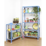 thumbnail of Schroefloos metalen rek Maderclick 5 planken. Kleur blauw/hout 1800x900x300 mm