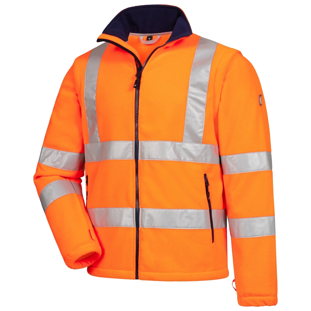 AS Arbeitsschutz Nitras Motion Tex Fleecejacke | Gr. XS | orange | abnehmbare Ärmel | Warnschutz