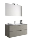 thumbnail of Mobile Bagno Sospeso Effetto Pietra 80cm Due Cassetti e Specchio con Lampada - Avana Effetto Pietra