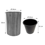 thumbnail of Pflanzkasten HWC-L24, Pflanzkübel Blumentopf Blumenkasten, rund 50x34cm Outdoor Akazie Holz MVG-zertifiziert, braun