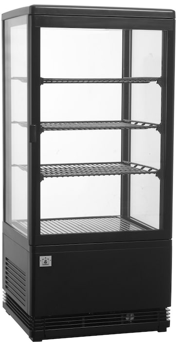 METRO Professional Vitrina refrigerada GGC2078B, plástico/vidrio, 42.8 x 38.6 x 96 cm, 78 L, enfr. por ventilación, cristal de seguridad, negro
