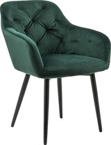 thumbnail of SalesFever Armlehnstuhl | Bezug in Samt-Optik | Gestell Metall höhenverstellbar | Knopfheftung | B 61 x T 45 x H 85 cm | grün – schwarz