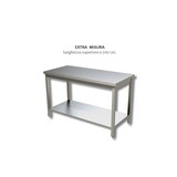 thumbnail of Tavolo inox con ripiano di fondo, senza alzatina posteriore. - Lunghezza superiore cm. 200 - Dim.cm. 300x70x85H, AISI 304