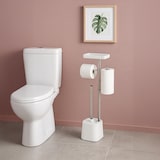 thumbnail of Relaxdays WC Garnitur, HBT: 65,5 x 29 x 11 cm, stehender Klopapierhalter, Klobürste, Ersatzrollenhalter, Ablage, weiß