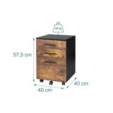 thumbnail of Relaxdays Rollcontainer, 3 Schubladen, Hängeregister, HxBxT: 57,5 x 40 x 40 cm, Aktenschrank auf Rollen, schwarz/braun