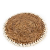 thumbnail of Bazar Bizar Placemat van raffia en schelpen 40x40 cm naturel bruin