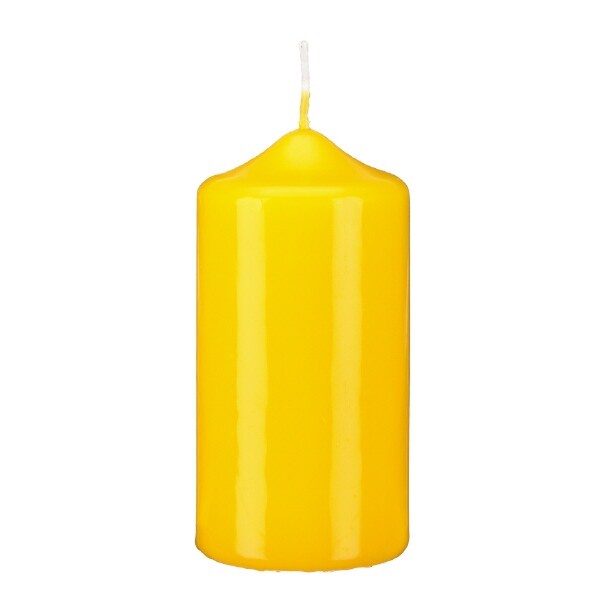 Kerzen Spitzkopf Stumpenkerzen Gelb (Goldgelb), 80 x 60 mm, 12 Stück
