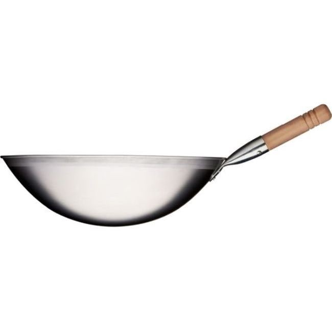 Wok-Pfanne Gebürsteter Edelstahl,  Ø 200 Mm